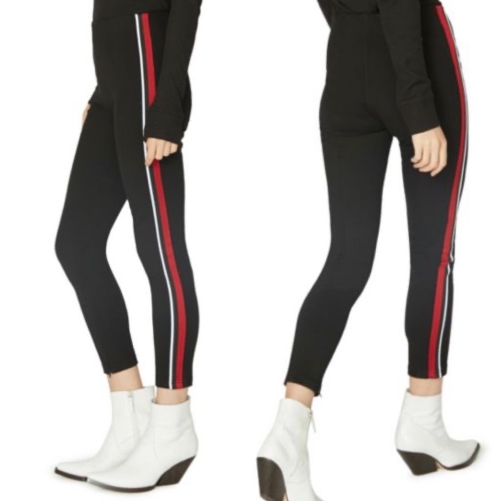 Sanctuary Track Sport Red Stripe Zipper Hem Pull on Ponte Pant Size Small